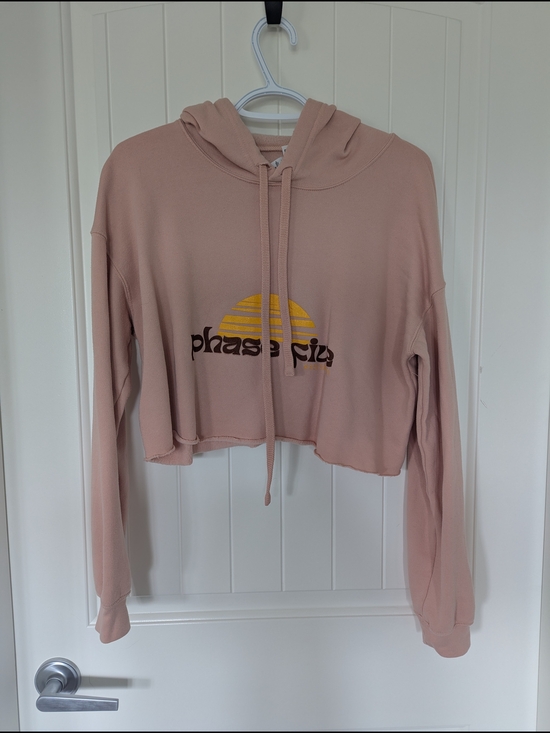 Bella and canvas Tops - Cropped Dusty Rose Hoodie with Sun Graphic